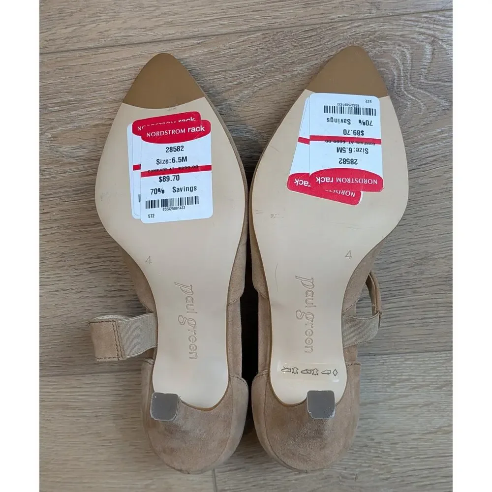 Paul Green Suede Heels 6.5 Beige Leather Ankle Strap 3